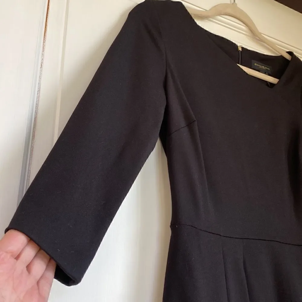 Black Crepe Asymmetrical Midi Dress By Donna Karan